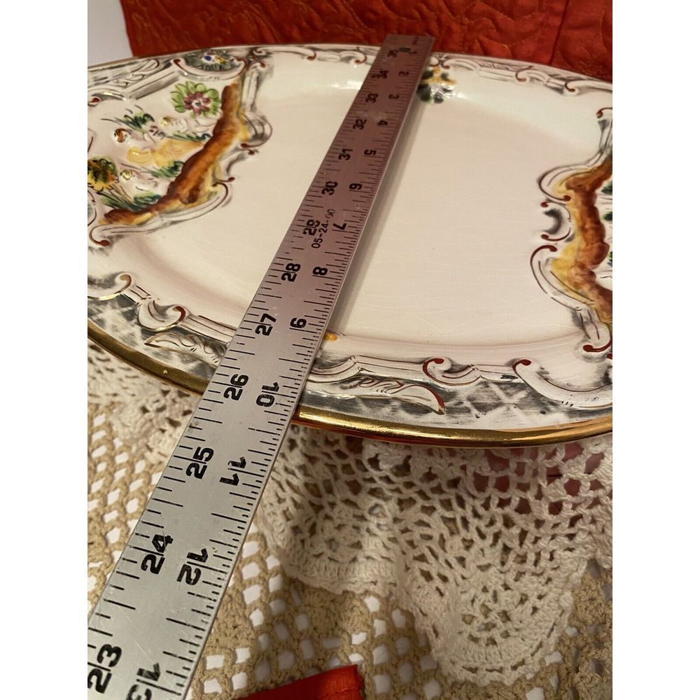 Vintage Oval Serving Platter by Pereiras Valado Portugal Underplate Hand Painted - Picture 4 of 11